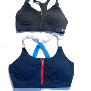 DSG Women's Black and Navy with multi color sports bra